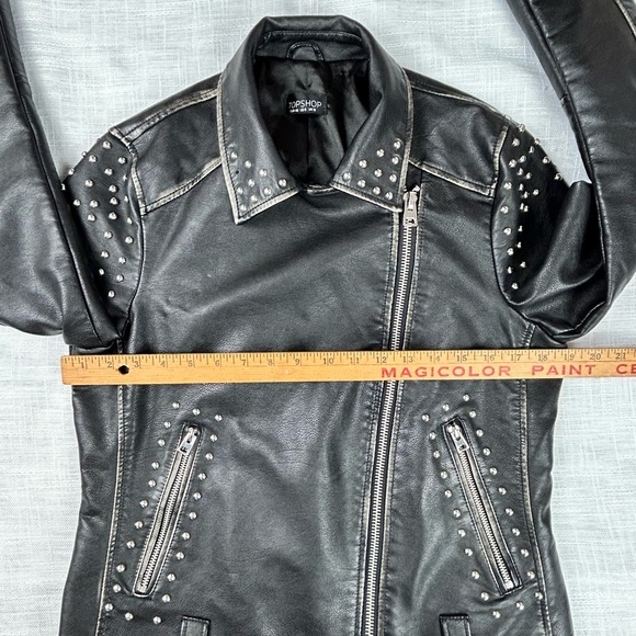 Topshop Heavy, Excellent Quality Faux Leather Jacket With Studs - Picture 4 of 11